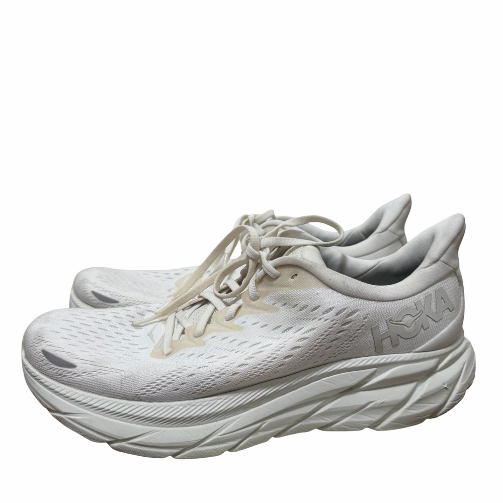Hoka One One Clifton 8 Running Lace Up Athletic Shoes Womens US 11 EU 44 White
